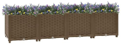 Yunovire Upphöjd bädd 160 x 40 x 38 cm polypropen trädgård planteringsbädd balkong terrass robust utomhus behållare kruka för örter blommor suckulenter kaktus orkidéer bonsai