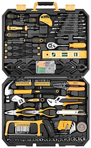 DEKOPRO 228 Piece Socket Wrench Auto Repair Tool Combination Package Mixed Tool Set Hand Tool Kit with Plastic Toolbox Storage Case