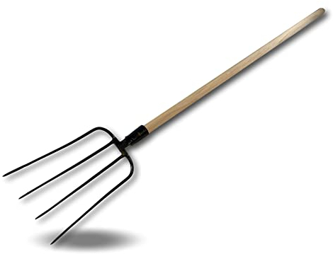 Lot de 3 fourches 4 dents fines | Manche 120 cm bois fabriqué en France | Tête acier forgé | Fumier foin paille végétaux | Nettoyer écuries étables | Jardinage épandage fanage | Kibros FCHFINMx3