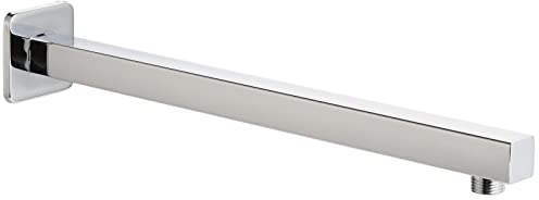 40.6cm Duscharm mit Flansch und Teflonband, Voolan Verlängerung Duschkopf Arm für Badezimmer Fixed Regen Duschkopf, solider Edelstahl, an der Wand montiert, Chrom