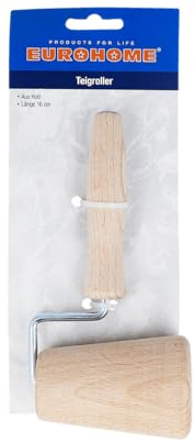 EUROHOME Einhand Backblechroller aus Holz - Eckenroller Ausrollholz Backhelfer - Kuchenblechroller 16 x 8 cm - Mini Nudelholz - Backzubehör Küchenhelfer - Teigroller leicht mit Wasser zu reinigen