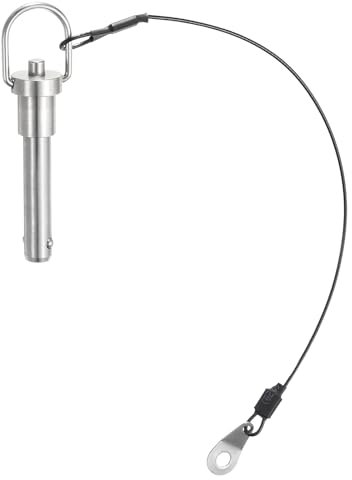 QUARKZMAN Perni di Bloccaggio a Sfera con Maniglia Pulsante, Diametro Perno 10mm, Lunghezza Utilizzo 35mm Perno a Rilascio Rapido con Cavo Sicurezza, Acciaio Inossidabile 308