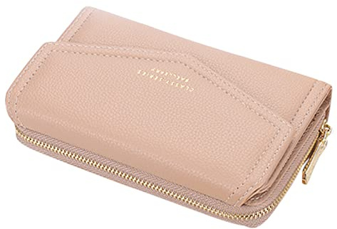 Skyearman Portefeuille Femme Cuir Moyen Porte Monnaie Femmes Fermeture Éclair Poche à Monnaie Porte-Cartes avec 10 Compartiments pour Cartes Portefeuilles Pochette Femme (Kaki)