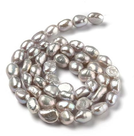 Beadthoven - 48 perle d'acqua dolce coltivate in modo naturale, riso grigio, stile barocco, per gioielli artigianali, foro: 0,5 mm