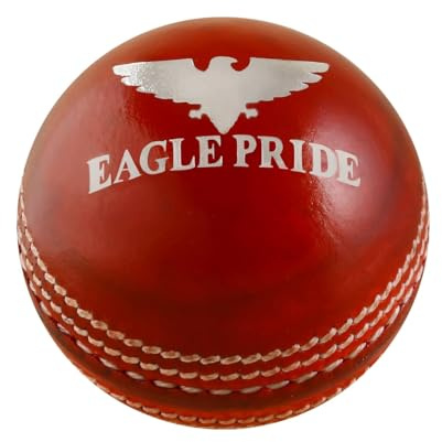 Eagle Pride Palline da cricket in pelle cucita a mano per club, pratica, test, One Day e T20 Matches - Pelle conciata e lucidata County Crown Match Balls, (156 g) (rosso, confezione da 2)