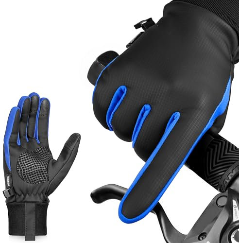 Sukeen Handschuhe Winter Herren Damen,Winddichte Handschuhe Fahrradhandschuhe Winter Thermohandschuhe Laufhandschuhe rutschfeste Touchscreen Handschuhe Fahrhandschuhe Wärme Schwarze Sporthandschuhe