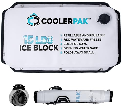 CoolerPak 7lb Refillable Reusable Ice Pack – Hook & Loop Fastener - Cold for Days – Non-Toxic, Leakproof, Suitable for Potable Drinking Water & Cold Plunge – Built Tough, Roll Up for Easy Storage