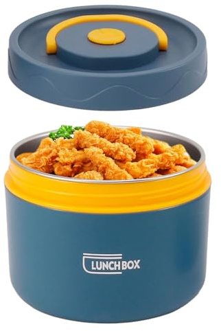 Termos per Alimenti,Contenitore Termico 550ml,Contenitore per Pranzo in Acciaio Inossidabile con Coperchio Contenitori per Conservazione Degli Alimenti Scatole Picnic (Adatto al microonde, Blu oceano)