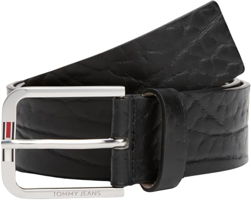 Tommy Jeans Cinturón fijo para hombre, negro (negro), 80 cm