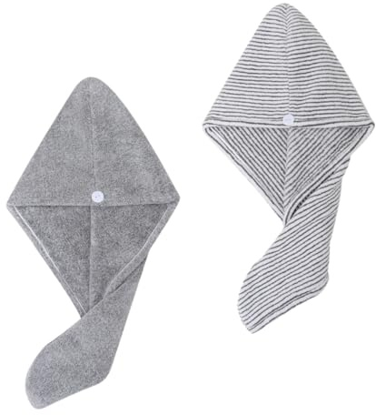 FRCOLOR 2stücke Haartrocknungskappe Aus Bambuskohlefaser Schnell Trocknende Kappe Für Sanfte Haartrocknung Für Dusche Und Täglichen Gebrauch Wiederverwendbar