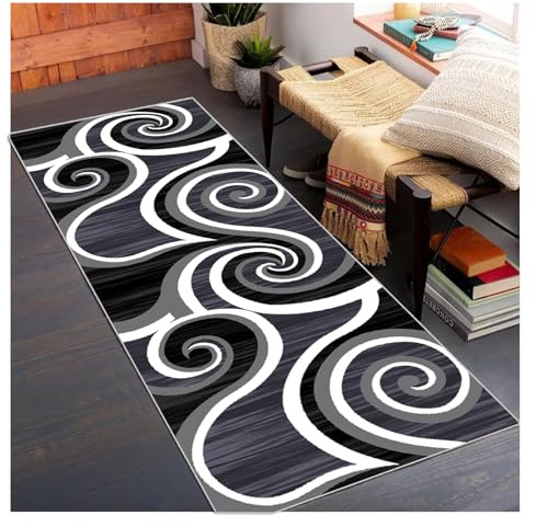 Nero Bianco Tappeto Cucina Antiscivolo Lavabile 40X120CM Tappetino Runner Tappeto passatoia Tappeto per Soggiorno Camera da Letto Corridoio Entrata, Tappeto Corridoio Lungo, Tappeto Runner Ingresso