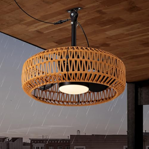 SPACORA 20 Outdoor Ceiling Fans with Lights for Patios, Waterproof Plug in Ceiling Fan with Remote, 3CCT Dimmable, Reversible, Gazebo Fan with Hanging Hook for Canopy,Pergola,Porch
