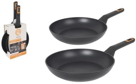 MasterChef Pfanne aus geschmiedetem Aluminium – mit Keramikbeschichtung | Antihaftbeschichtung, langlebig, widerstandsfähig – Dicke 2,5 mm | geeignet für Gas, Elektro, Glaskeramik und Induktion (Set