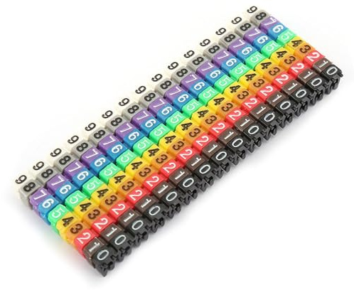 KooingTech Kabelmarkierung, 0-9 Nummer Kabelbeschriftung Clips, Bunt Kabelmarkierer Kabelkennzeichnung zum Kabel Nummerierung (150pcs KCM-1,5 mm 1,5 Quadrat)