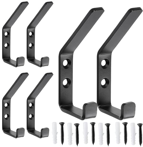 DabbOo 6 Ganci Appendiabiti Appendiabiti da Parete Ganci Appendiabiti per Cartongesso Ganci per Pannelli Acustici Appendiabiti Parete per Camera da Letto, Bagno,Soggiorno,Parete (Nero)