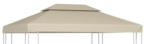 Mokuyary Reservöverdrag för trädgårdspaviljong ersättningsöverdrag för paviljongtak antik paviljong ersättningsskydd 310 g/m² beige 3 x 4 m