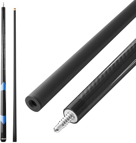 VEVOR Queue de Billard, 1 pièce, 58 Pouces et 19 oz, en Fibre de Carbone, avec Pointe pressée en bakélite et Anneau de Connexion ABS, pour Table de Billard Professionnelle, Bar, Maison, Bureau