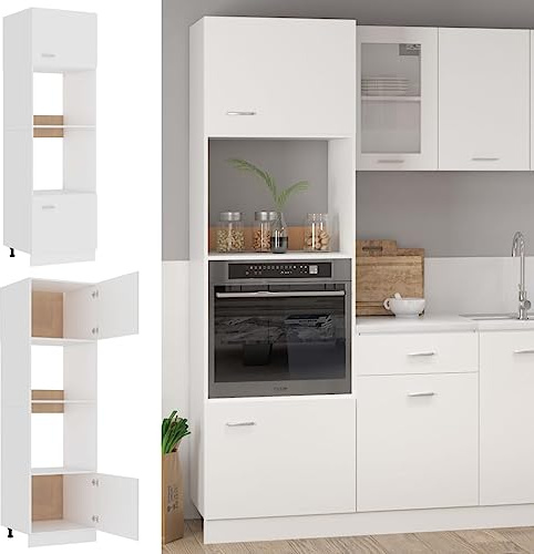 Générique Meuble Micro-Ondes Lyon Blanc 60 x 57 x 207 cm Bois d'ingénierie,Meubles,Armoires & Meubles de Rangement,Meubles de Cuisine,802546