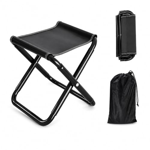 Aazhuoqimei Tabouret Pliable Portable Extérieur, Tabouret de Camping avec Armature Métallique, Tabouret Pliant avec sacTabouret de Camping, pour Voyage Plage Pêche BBQ