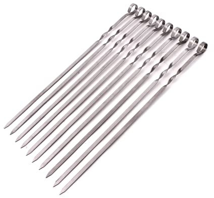 Edelstahl Schaschlikspieße 2mm Stärke Adana Spieße Fleischspieße (Gesamtlänge 55cm)