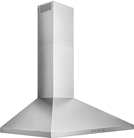 Broan-NuTone 36 Pyramidal Chimney Range Hood with LED Lighting, Convertible Wall-Mount Kitchen Chimney Vent Hood, 450 Max CFM, Stainless Steel