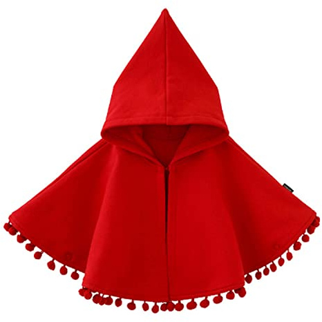 Verve Jelly Enfant en bas âge bébé fille Cape veste rouge équitation chaud à capuche Cape manteau automne hiver Poncho vêtements d'extérieur Cape 120 5-6 ans
