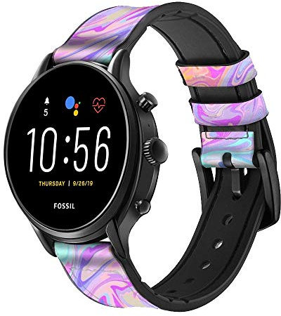 Innovedesire Digital Art Colorful Liquid Bracelet de Montre Intelligente en Cuir pour Fossil Hybrid Smartwatch Nate, Hybrid HR Latitude, Hybrid Smartwatch Machine Taille (24mm)