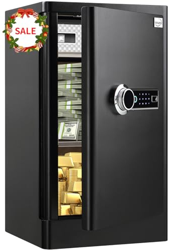 Tenamic Deluxe Biometric Fingerprint Safe Box Smart Touch Screen Fireproof Safe for Home Office Hotel 3.83 Cubic