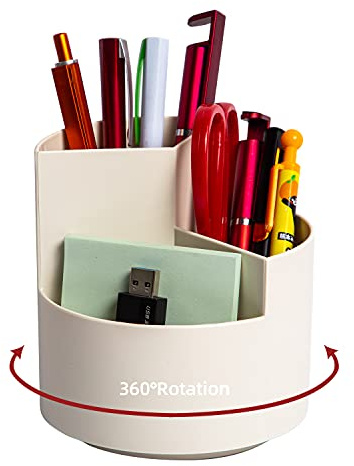 Portapenne da scrivania, 3 scomparti con rotazione a 360 gradi, organizer da scrivania, organizer per penne da scrivania, articoli di cancelleria, carino, portapenne per ufficio, scuola, forniture