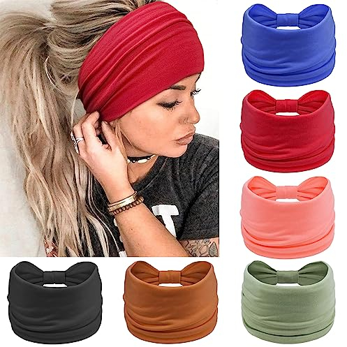 PROPOG Haarband Damen Sommer, Elastische Haarbänder Breit Stirnbänder Yoga Haarreifen Kopfband Haarschmuck 6 Stück