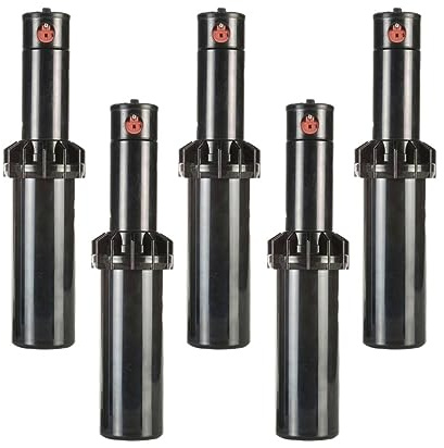[Pack 5] Aspersor Rain S075 de Turbina Emergente 10 Cm con Vástago de Plástico, Regulable de 40º a 360º y Toma Rosca Hembra de ¾ | Aspersores de riego césped | Difusor jardín