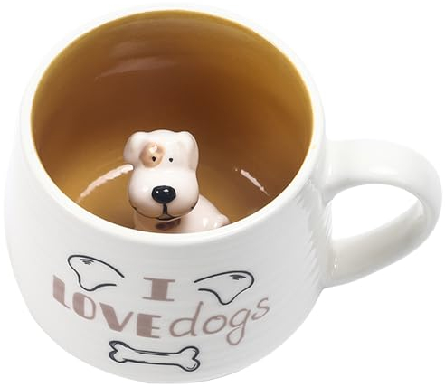 McBecdy Hund Tasse, Süß Hund Kaffeebecher mit 3D Tier, Keramik Handgefertigte Teetasse, Weihnachten Kaffee Becher Geschenk , Geburtstagsgeschenk für Frauen Mädchen Freunde Männe Kinder Jungen