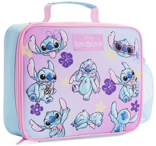 Disney Stitch Borsa Termica Bambini con Fodera Isolante, Borsa Frigo Bambina per Scolastici, Viaggi (Rosa/Blu)