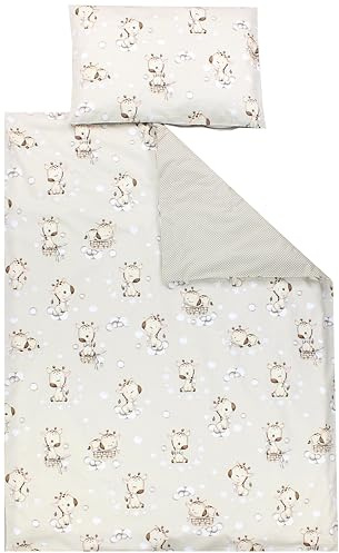 TupTam Set di Biancheria da Letto per Bambini Ragazzi Ragazze 2 Elementi, Giraffa beige a pois, 120x90 cm