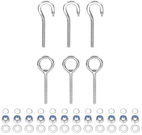 PATIKIL M5 Ring Eye Bolts, 3Pcs 304 Stainless Steel Lifting Ring Threaded Eye bolt with Nuts Washers for Hanging Hammocks Articles