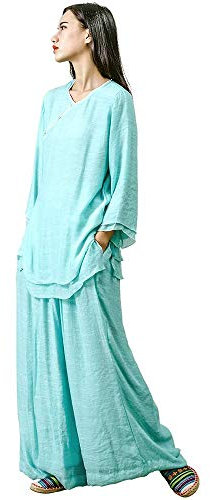 SFNIOKFG Kampfsportbekleidung Damen Tai Chi Kleidung Zen Meditation Uniform Seide Baumwolle Kung Fu Kleidung,B,XL