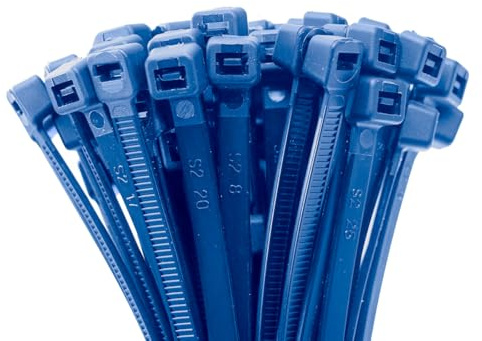 ERKO Fascetta Cablaggio 200x3,6mm, 100 pz, Blu, Rilevabile, UV