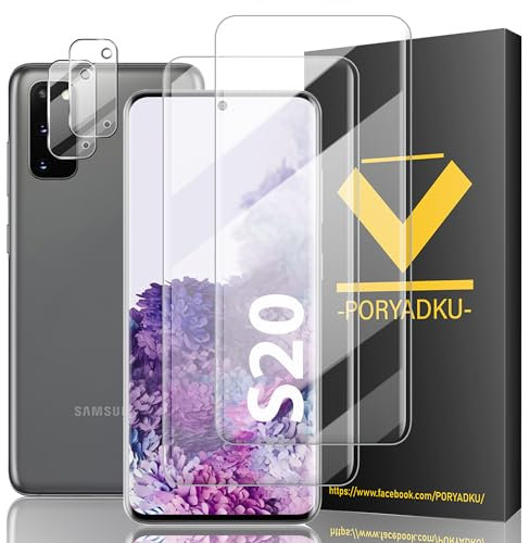 2+2 Stück Für Samsung Galaxy S20 5G Panzer Schutz Glas Folie 2 Stück+Kamera Schutzfolie 2 Stück, Fingerabdruck-ID Unterstützen, HD Clear Displayschutz Panzerfolie für S20