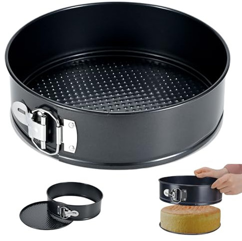 Reroon Teglia antiaderente per cheesecake, teglia rotonda 23 cm a prova di perdite con fondo sganciabile rapidamente, stampi per torte compleanno