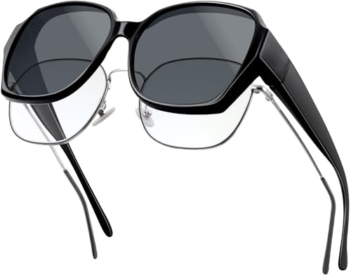 MELLIEX Surlunettes de Soleil Femme Homme, Polarisées Lunettes de Soleil UV 400 Carrées, Noir