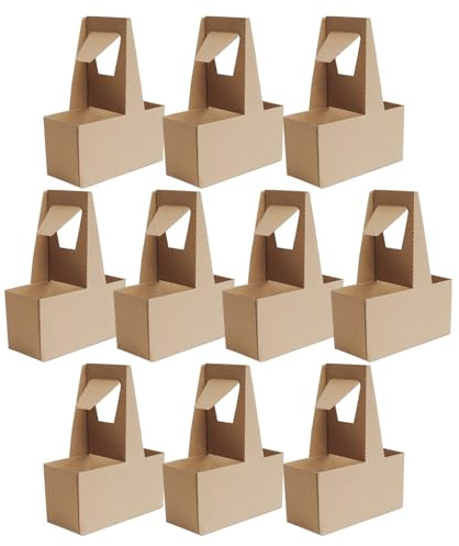 Carrier da bere per la consegna - Valuto di cartone robusto con scomparti a tazza | Manico ecologico per bevande fredde calde, corse di caffè, pickup alimentare o ordini da asporto per il ristorante