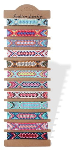WIRZUL 12 pulseras de la amistad tejidas a mano, hechas a mano, brasileñas, para niños, mujeres y hombres (C)