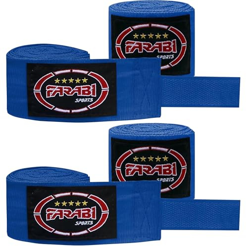 Farabi Sports Kinder Boxing Bandage 2,5 Meter lang boxbandagen - Box Bandages mit Paar für MMA, Muay Thai, Training, Kickboxen und Kampfsport (Blau (2er-Pack)