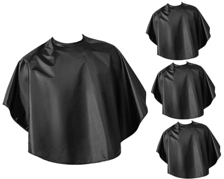FRCOLOR 4pezzi Mantello da Taglio in Poliestere per Tintura dei Capelli Nero Oversize per Adulti per Permanente e Decolorazione Protezione Completa nei Saloni di Parrucchiere