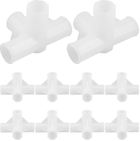 Kichvoe Kit 10 Pezzi Connettori a 4 Vie in Plastica per Asta Armadio Diametro 13 Mm, Giunti di Collegamento per Mobili e Scarpiera, Accessori per Mobili per Organizzazione Armadi
