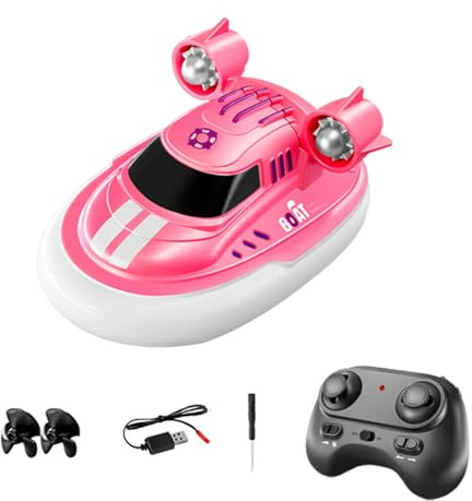 Pegciuho 1/32 RC Boat for Kids Bathtub Toy Boats Mini Gifts Waterproof Double Motor Remote Control Boat for Kids Boys Girls Lakes River, Pink