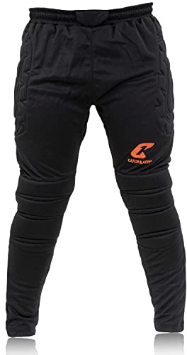 CATCH & KEEP Pantalon Portero Futbol niño Flight Protection - Pantalones de Entrenamiento de fútbol de Primera Calidad - Pantalon Portero Hombre, Mujer y niños - protección Acolchada (Negro, S)