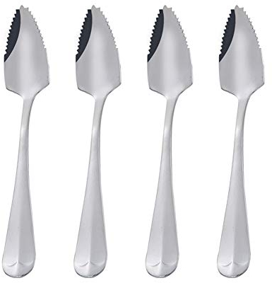 Apofly Cuillères en acier inoxydable Serrated Edge Dessert Spoon 4 pièces pour la maison Cuisine Grattage de Sliver