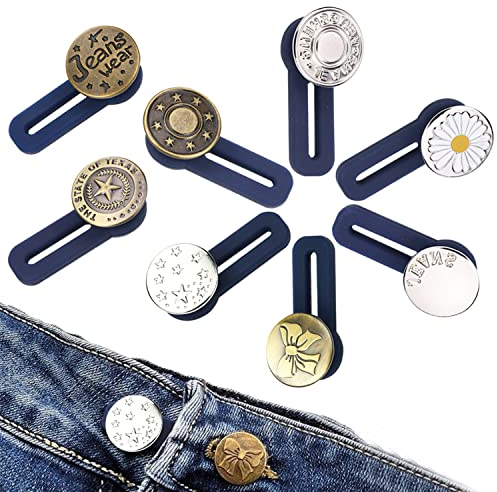 8 Stück Hosenbunderweiterung Knopf, Taille Extender Elastischen Knopf, verstellbare Jeansknöpfe, Metall Hosenknopf Verlängerung Buttons für DIY Reparatur von Jeans, Hose