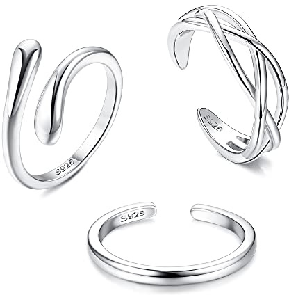 ZELORES Lot de 3 bagues d'orteil en argent sterling 925 pour femme avec nœud celtique, bague d'orteil ouverte, bijoux pieds nus, bijoux minimalistes réglables